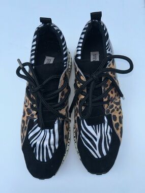 Steve Madden Mixed Animal Print Sneakers in Black and Brown